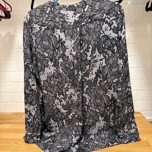Black Lace Overlay Blouse